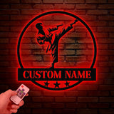 Custom Boy Karate Metal Wall Art with Led Lights, Martial Arts Sign, Kid Karate Sign, Birthday Gift for Son, Kids Room Decor, Nursery Decor