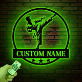 Custom Boy Karate Metal Wall Art with Led Lights, Martial Arts Sign, Kid Karate Sign, Birthday Gift for Son, Kids Room Decor, Nursery Decor