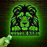 Custom Lion Metal Sign, Lion Head Metal Wall Art with Led Light, Personalized Lion Name Sign, Lion Metal Wall Decor, Nursery Wall Decor