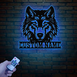 Personalized Wolf Metal Wall Art LED Light, Custom Wolf Metal Sign Room Decor, Wolf Led Sign, Wolf Wall Decor, Animal Office Decor
