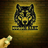 Personalized Wolf Metal Wall Art LED Light, Custom Wolf Metal Sign Room Decor, Wolf Led Sign, Wolf Wall Decor, Animal Office Decor