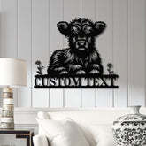 Highland Cow Metal Sign, Custom Highland Cow Wall Art, Personalized Highland Cow Farm Sign, Farmhouse Decor, Ranch Decor, Cow Door Hanger