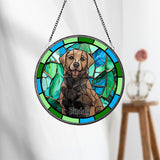 Personalized Pet Portrait Stained Glass Suncatcher, Custom Dog Portrait from Photo, Cat Art Suncatcher, Pet Memorial Gift, Pet Lover Gift