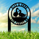 Personalized Duck Pair Address Garden Stake, Custom Duck Design, Custom House Numbers Display, Metal Address Sign, House Number Plaque