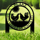 Personalized Chicken Family Address Garden Stake, Custom Farm Birds Sign, Custom House Numbers Display, Metal Address Plaque