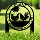 Personalized Chicken Family Address Garden Stake, Custom Farm Birds Sign, Custom House Numbers Display, Metal Address Plaque