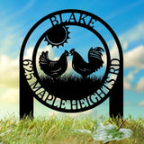 Personalized Chicken Family Address Garden Stake, Custom Farm Birds Sign, Custom House Numbers Display, Metal Address Plaque