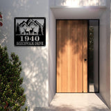 Personalized Deer Metal Address Sign, House Number Hanging, Address Plaque with Led Light, Outdoor Sign, Modern Address Sign