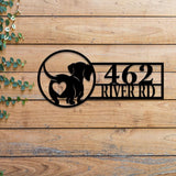 Custom Dog Monogram Metal Sign, Custom Dachshund Address Sign, Pet Home Number Metal Wall Sign, Animal Outdoor House Address Sign Decor