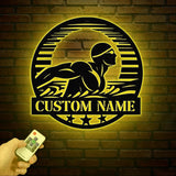 Custom Man Swimmer Metal Wall Art LED Light, Personalized Swimming Butterfly Stroke, Swimmer Name Sign, Home Decor Nursery Decoration