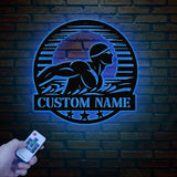 Custom Man Swimmer Metal Wall Art LED Light, Personalized Swimming Butterfly Stroke, Swimmer Name Sign, Home Decor Nursery Decoration