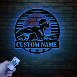 Custom Man Swimmer Metal Wall Art LED Light, Personalized Swimming Butterfly Stroke, Swimmer Name Sign, Home Decor Nursery Decoration