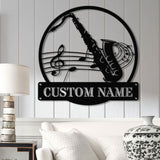 Custom Saxophone Player Name Metal Sign, Personalized Jazz Lover Gift, Musician Wall Decor, Jazz Player Name Sign, Gift for Music Lover