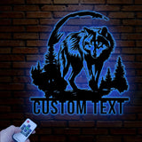 Personalized Wolf Metal Wall Art LED Light, Custom Wolf Metal Sign Room Decor, Wolf Led Sign, Wolf Wall Decor, Animal Office Decor
