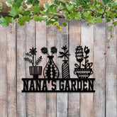Custom Plant Pot Garden Metal Sign, Nana Garden Sign, Garden Wall Art, Custom Gardener Name Sign, Metal Yard Decor, Gardening Gifts