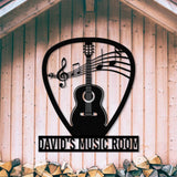 Guitar Pick Metal Wall Art With Led Lights, Personalized Guitar Metal Sign Music Room Decor, Guitarist Gift, Guitar Lover Gifts