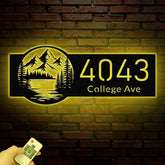 Custom Mountain Forest Address Sign, Metal House Number Sign, Personalized Address Plaque, Street Name Sign, Front Door Sign, New Home Gift
