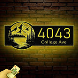 Custom Mountain Forest Address Sign, Metal House Number Sign, Personalized Address Plaque, Street Name Sign, Front Door Sign, New Home Gift