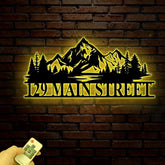 Custom Mountain Forest Address Sign, Metal House Number Sign, Personalized Address Plaque, Street Name Sign, Front Door Sign, New Home Gift