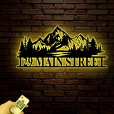 Custom Mountain Forest Address Sign, Metal House Number Sign, Personalized Address Plaque, Street Name Sign, Front Door Sign, New Home Gift