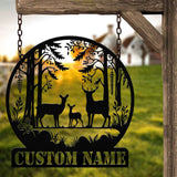Personalized Deer Metal Cabin Sign with Led Lights, Custom Deer Forest Metal Sign, Last Name Sign, Deer Sign, Cabin Sign, Gift for Dad
