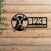 Custom Cow Metal House Number Sign with Led Light, Custom Address Sign, Personalized Address Plaque, Farm Sign, Front Door Sign