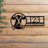 Custom Cow Metal House Number Sign with Led Light, Custom Address Sign, Personalized Address Plaque, Farm Sign, Front Door Sign