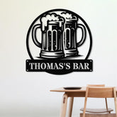 Beer Bar Metal Sign with Led Lights, Personalized Bar Sign, Custom Pub Decor, Metal Wall Art for Man Cave, Home Bar Sign, Bar Name Plaque