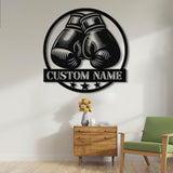 Custom Boxing Gloves Metal Wall Art with LED Light, Personalized Boxer Name Sign, Gym Room Decor, Man Cave Gift, Birthday Present