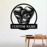 Custom Boxing Gloves Metal Wall Art with LED Light, Personalized Boxer Name Sign, Gym Room Decor, Man Cave Gift, Birthday Present