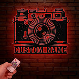 Custom Camera Metal Wall Art with Led Lights, Personalized Photographer Name Sign, Camera Metal Sign, Camera Decor, Photo Studio Decor