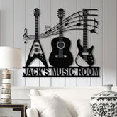 Custom Guitar Metal Wall Art With Led Lights, Personalized Guitar Metal Sign Music Room Decor, Guitarist Gift, Guitar Lover Gifts