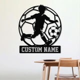 Custom Soccer Metal Sign With Led Lights, Soccer Player Metal Wall Art, Gift For Soccer Player, Kid Room Decor, Soccer Player Name Sign