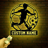 Custom Soccer Metal Sign With Led Lights, Soccer Player Metal Wall Art, Gift For Soccer Player, Kid Room Decor, Soccer Player Name Sign