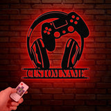 Custom Video Game Metal Sign with Led Light, Game Controller Metal Wall Art, Gamer Name Sign, Game Room Decor, Video Game Art, Gift for Him