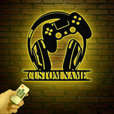 Custom Video Game Metal Sign with Led Light, Game Controller Metal Wall Art, Gamer Name Sign, Game Room Decor, Video Game Art, Gift for Him