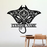 Manta Rays Metal Wall Art LED Lights, Custom Manta Rays Metal Sign, Manta Rays Name Sign, Beach House Home Decor, Sea Creature Lover Gift