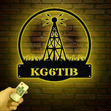 Custom Ham Radio Metal Sign with LED Light, Personalized Amateur Radio Name Sign, Radio Operator Decoration, Amateur Call Sign