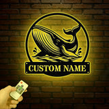 Custom Whale Metal Wall Art, Large Blue Whale Home Decor, Nautical Decor, Ocean Theme Decor, Whale Metal Sign, Nautical Decor