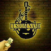 Personalized Guitar Metal Wall Art with Led Lights, Custom Guitarist Name Sign, Home Decor, Music Room, Kids Nursery Decor