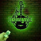 Personalized Guitar Metal Wall Art with Led Lights, Custom Guitarist Name Sign, Home Decor, Music Room, Kids Nursery Decor