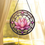 Personalized Pink Lotus Flower Suncatcher Glass, Lotus Glass, Lotus Lovers Gift, Window Hanging, Lotus Wall Art,Gifts for Women