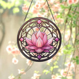 Personalized Pink Lotus Flower Suncatcher Glass, Lotus Glass, Lotus Lovers Gift, Window Hanging, Lotus Wall Art,Gifts for Women