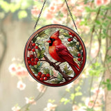 Cardinal Glass Suncatcher, Bird Glass Art, Cardinal Window Hanging, Memorial Suncatcher, Cardinal Lover Gift, Bird Wall Hanging, Home Decor