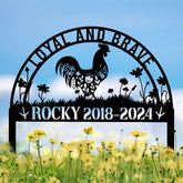 Personalized Pet Memorial Sign, Custom Chicken Rooster Garden Marker, Metal Farm Animal Remembrance Plaque, Rustic Yard Decor