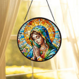 Virgin Mary Religious Glass Suncatcher Hanging, Religious Virgin Mary Suncatcher Gift, Guadalupe Window Hanger, Catholic Suncatcher