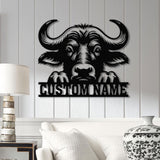 Custom Buffalo Head Metal Name Sign, Personalized Bison Wall Art, Mountain Ranch Decor, Farm House Metal Sign, Western Buffalo Wall Decor
