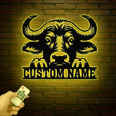 Custom Buffalo Head Metal Name Sign, Personalized Bison Wall Art, Mountain Ranch Decor, Farm House Metal Sign, Western Buffalo Wall Decor