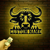 Custom Buffalo Head Metal Name Sign, Personalized Bison Wall Art, Mountain Ranch Decor, Farm House Metal Sign, Western Buffalo Wall Decor