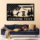 Personalized US Flag Disc Golf Metal Sign with LED Lights, Custom Disc Golfer Name Sign, Sports Wall Art, Gift for Dad, Home Decor